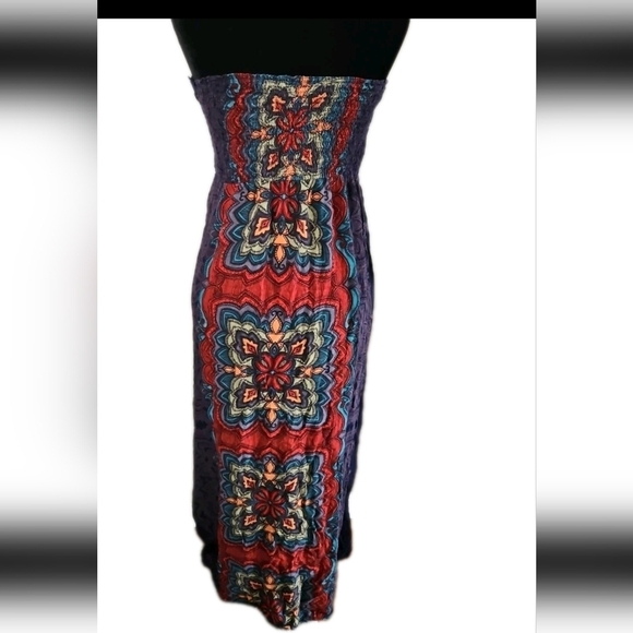 Angie Womens Floral Maxi Strapless Smocked Dress L - Picture 5 of 11